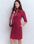 Robe à manches courtes Cam en ottoman-Rouge rubis
