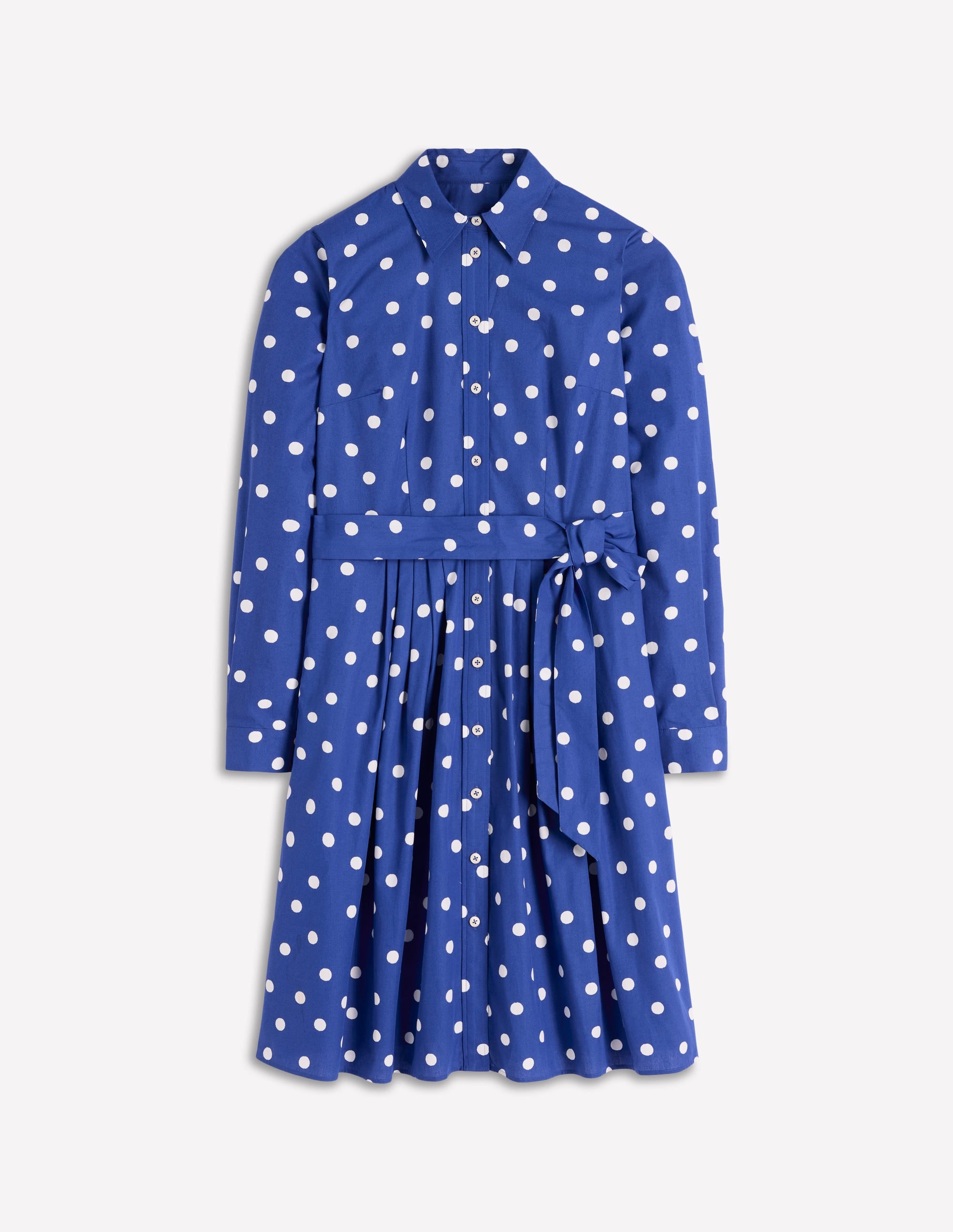 Alexa Langärmliges, kurzes Kleid-Leuchtendes Blau, Gemalte Tupfen - Image 5