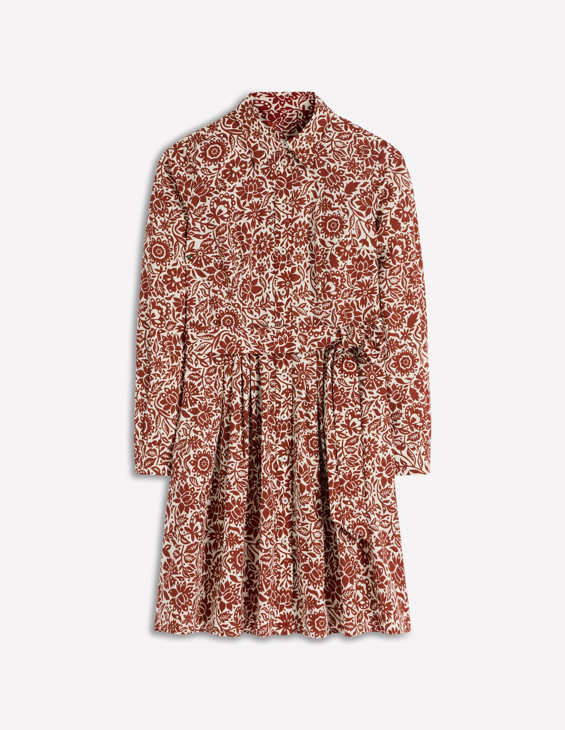 Alexa Long Sleeve Short Dress-Brown, Meadow Scatter-7