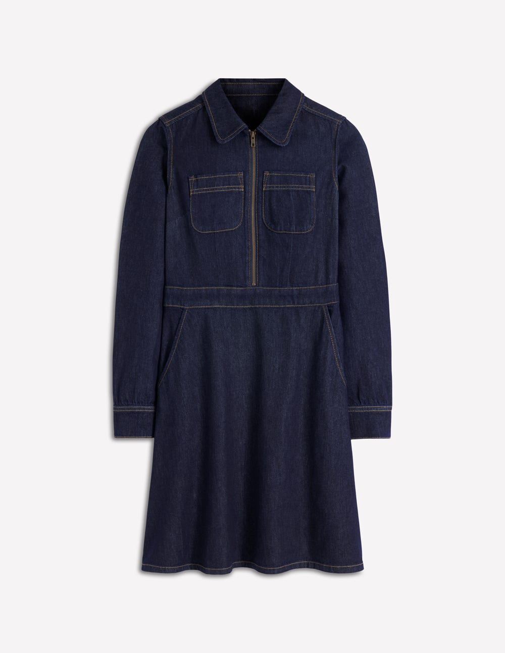 Schwingendes Denim-Hemdblusenkleid-Indigoblau, Denim - Image 5