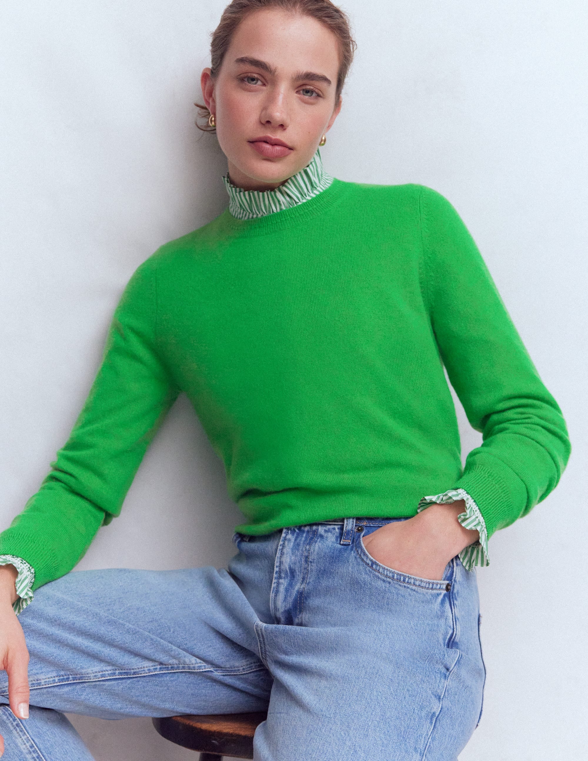 Eva Kaschmirpullover mit Rundhalsausschnitt-Baumgrün - Image 1