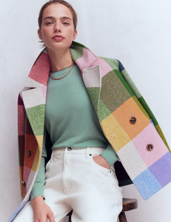 Eva Kaschmirpullover mit Rundhalsausschnitt-Seladonblau