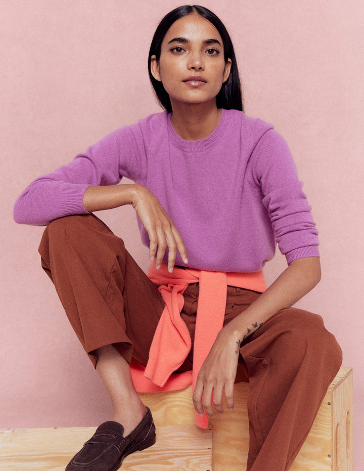 Eva Kaschmirpullover mit Rundhalsausschnitt-Rotklee-Rosa