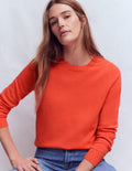 Pull Eva col rond en cachemire-Orange ardent chiné