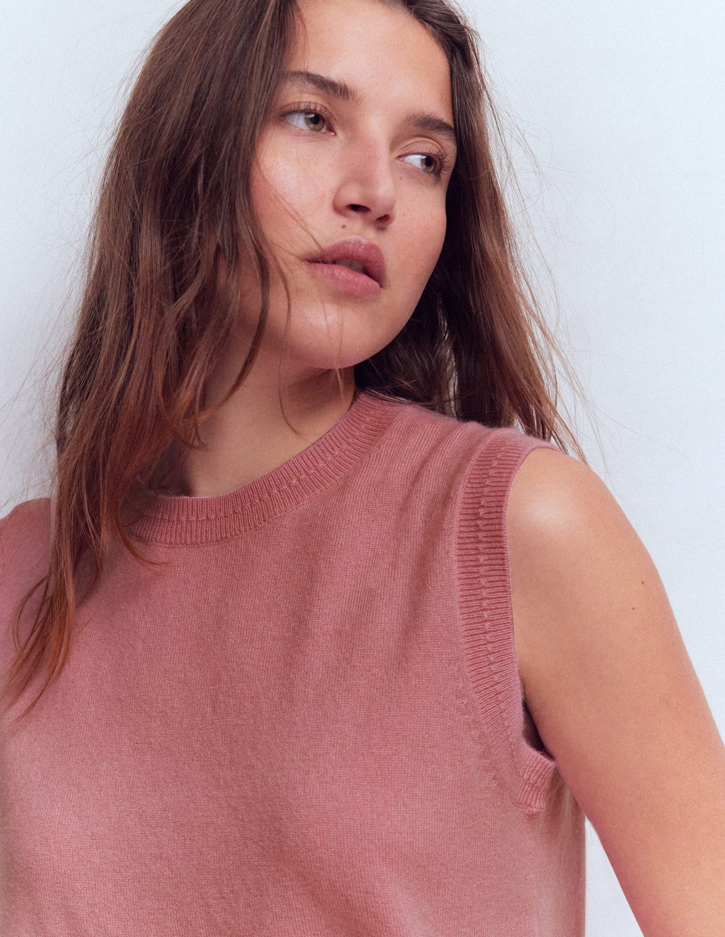 Eva Kaschmir-Pullunder-Kamelienrosa