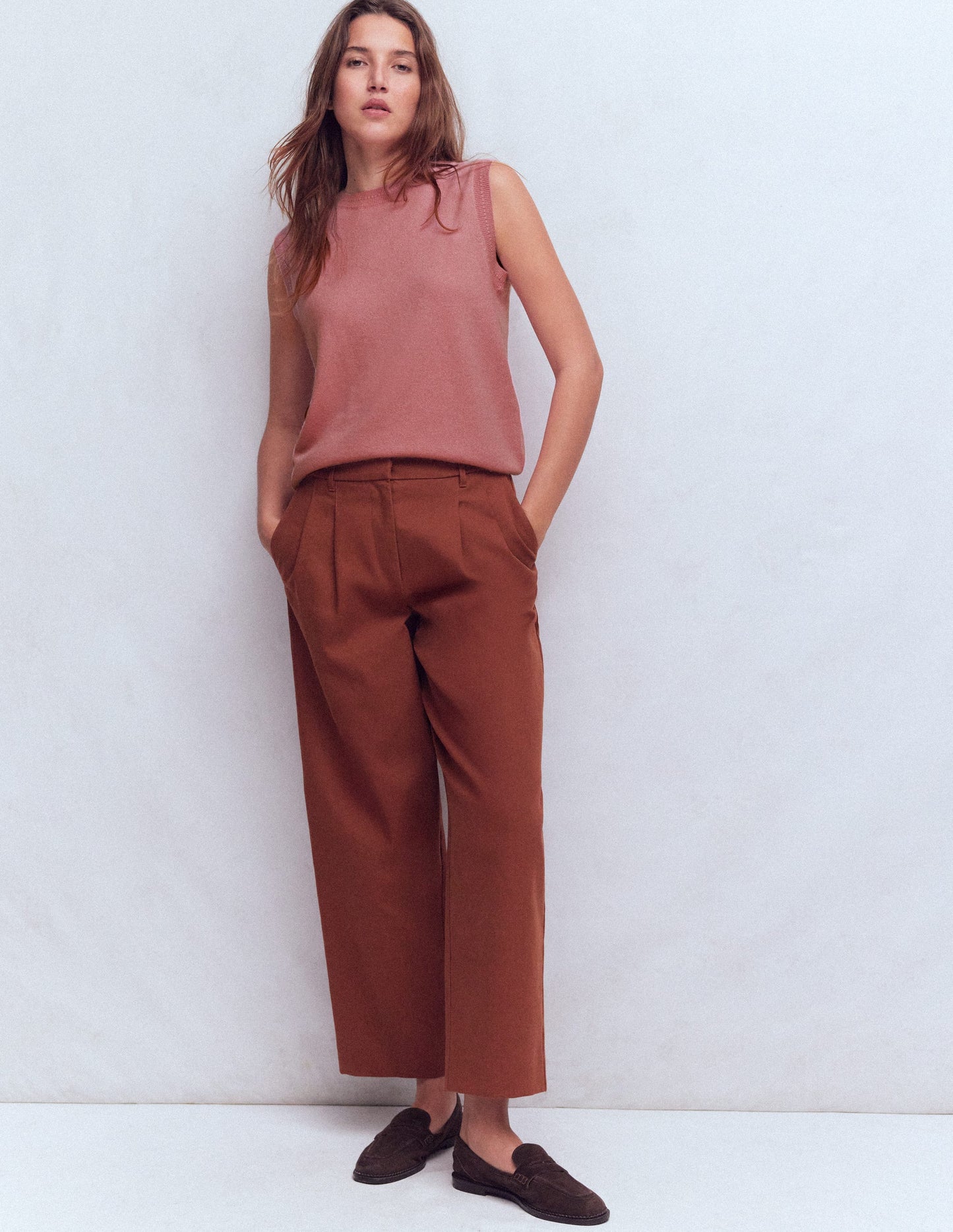 Eva Kaschmir-Pullunder-Kamelienrosa