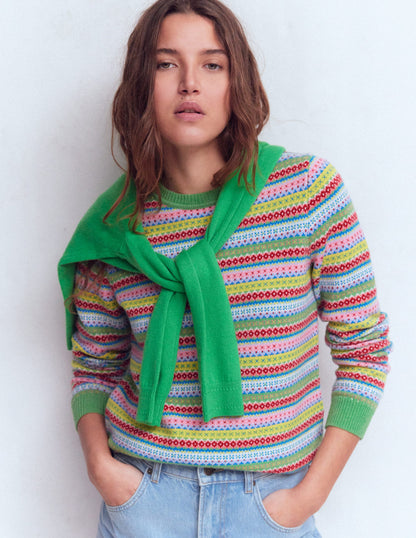 Edie Fair-Isle-Pullover-Bunt, Klassisch Geo-2