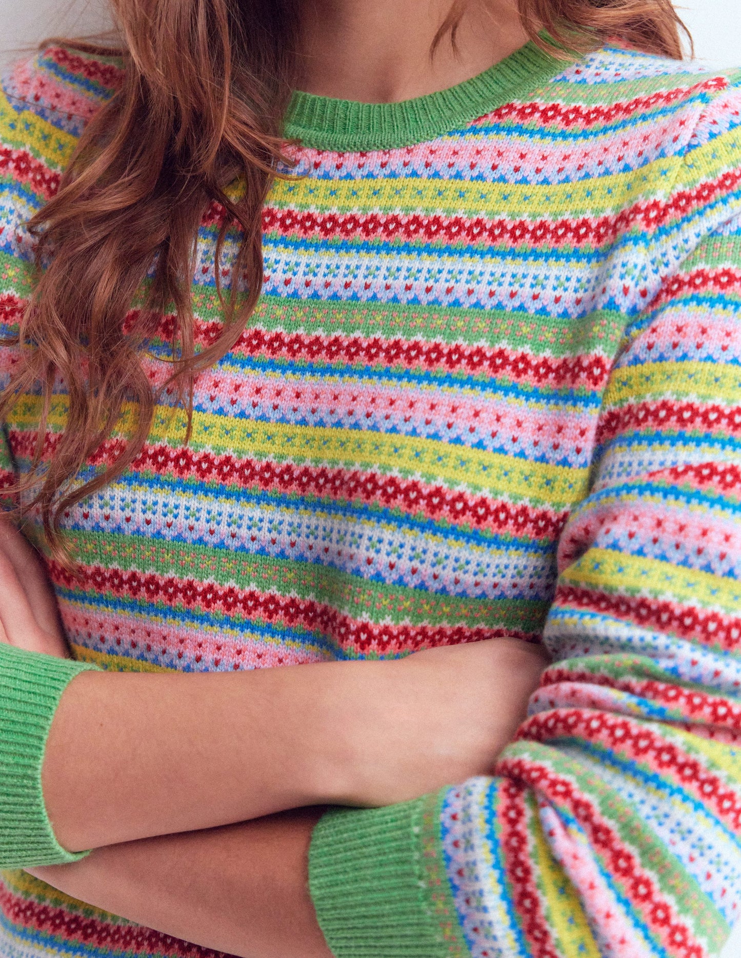 Edie Fair-Isle-Pullover-Bunt, Klassisch Geo