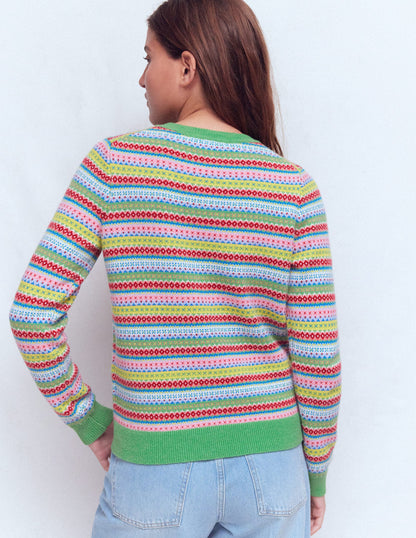 Edie Fair-Isle-Pullover-Bunt, Klassisch Geo-4