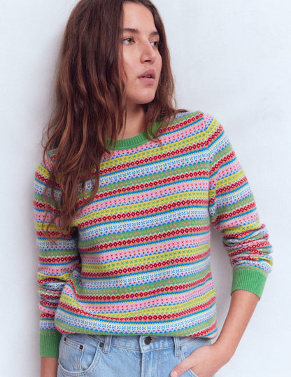 Edie Fair-Isle-Pullover-Bunt, Klassisch Geo-5