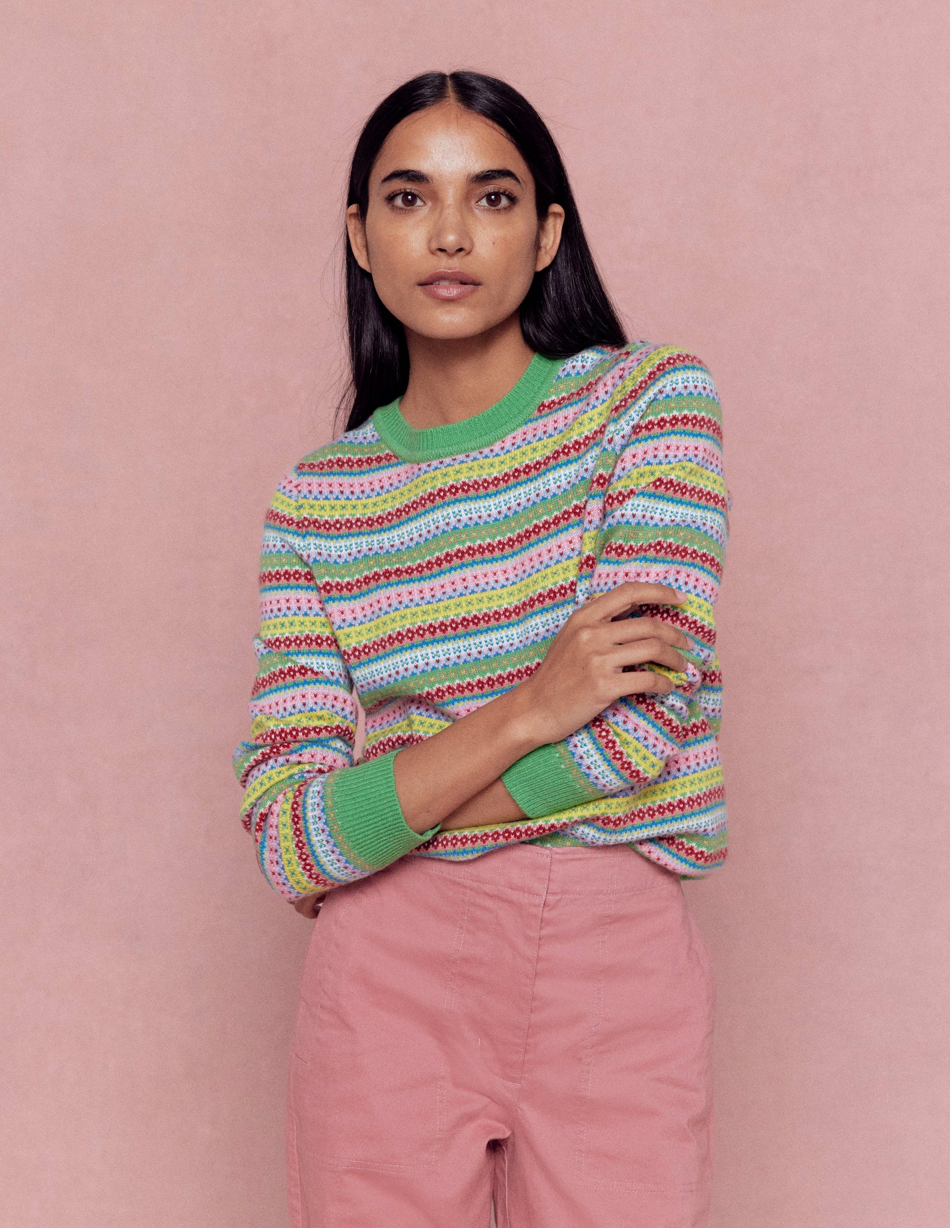 Edie Fair-Isle-Pullover-Bunt, Klassisch Geo-1