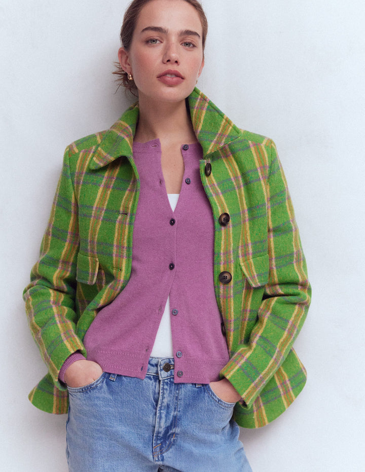 Eva Kaschmir-Strickjacke mit Rundhalsausschnitt-Rotklee-Rosa