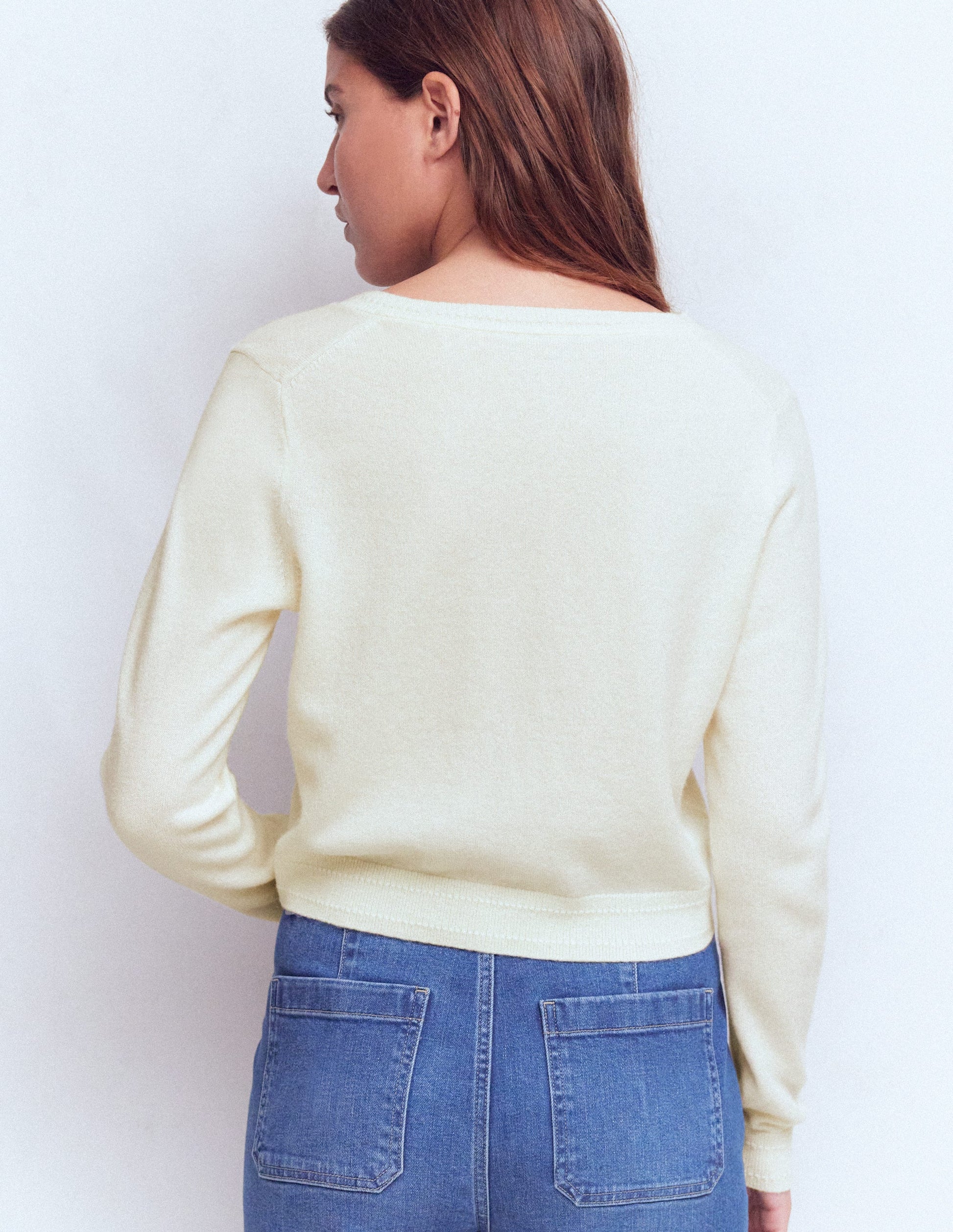 Eva Verkürzte Strickjacke aus Kaschmir-Warmes Naturweiß-3