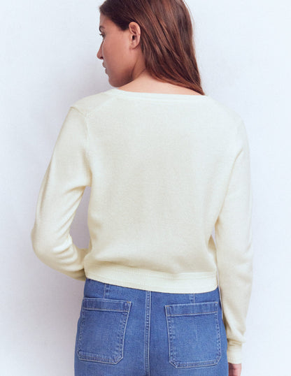 Eva Verkürzte Strickjacke aus Kaschmir-Warmes Naturweiß-3