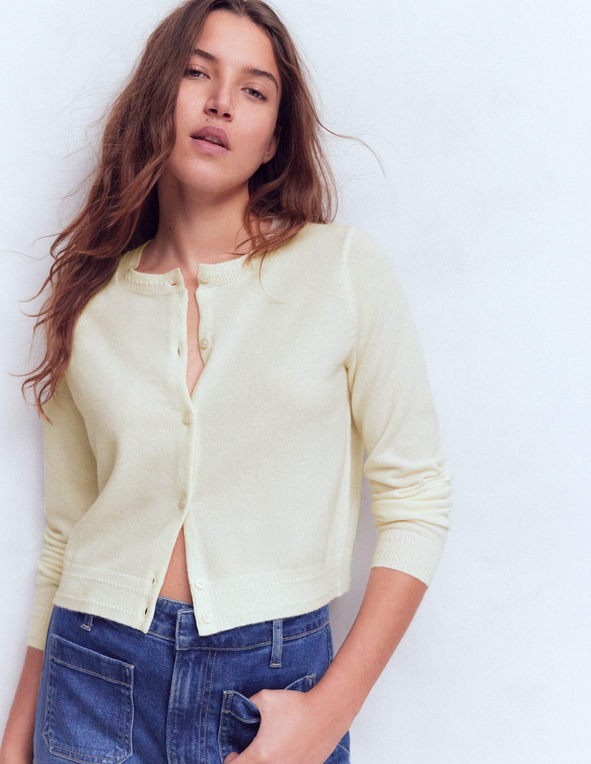 Eva Verkürzte Strickjacke aus Kaschmir-Warmes Naturweiß - Image 4