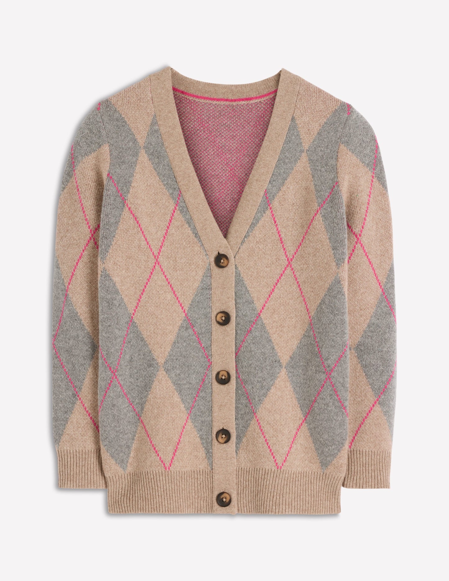 Quinn Strickjacke im Boyfriend-Stil-Neutral Argyle