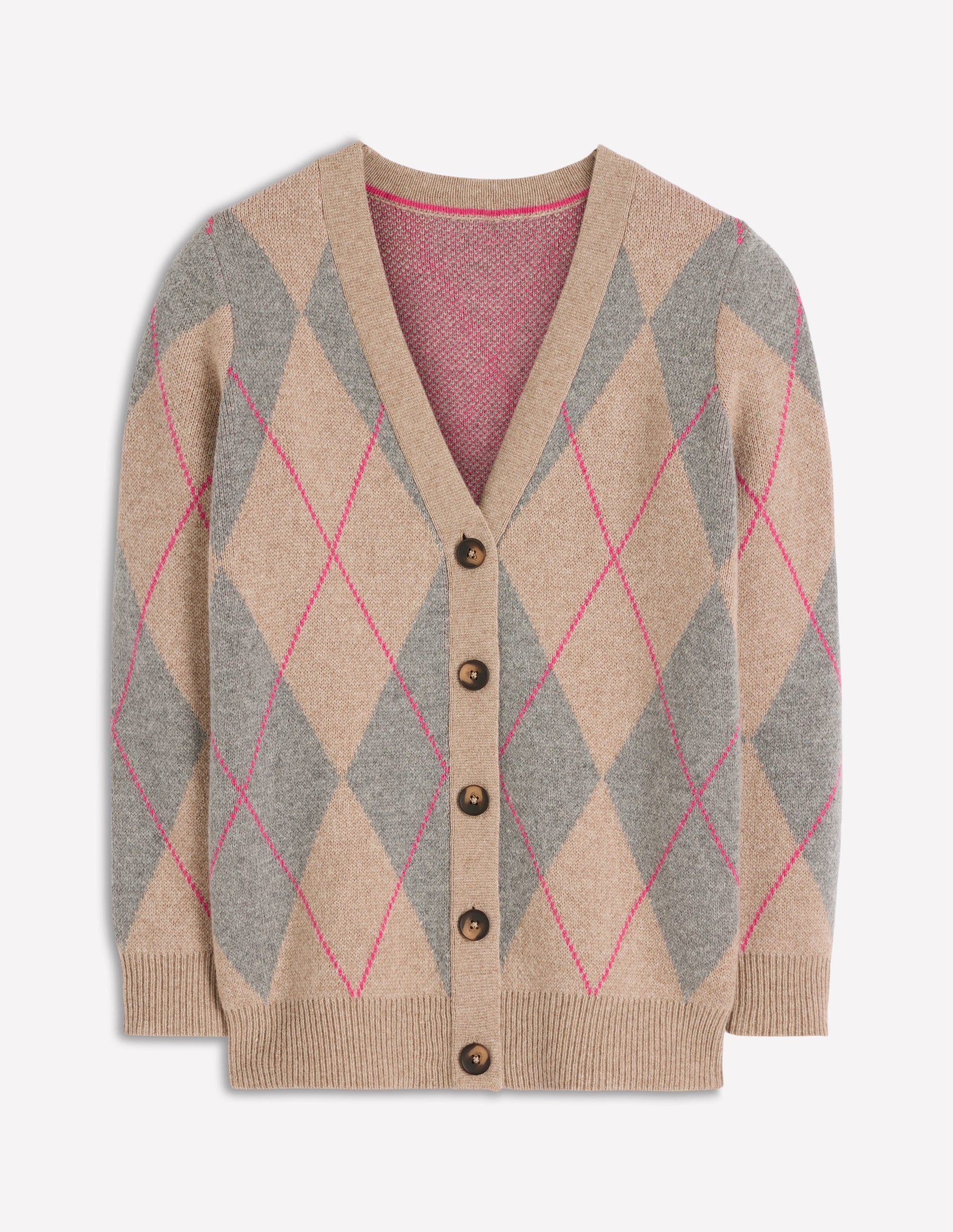 Quinn Strickjacke im Boyfriend-Stil-Neutral Argyle-7