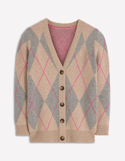Quinn Strickjacke im Boyfriend-Stil-Neutral Argyle-7