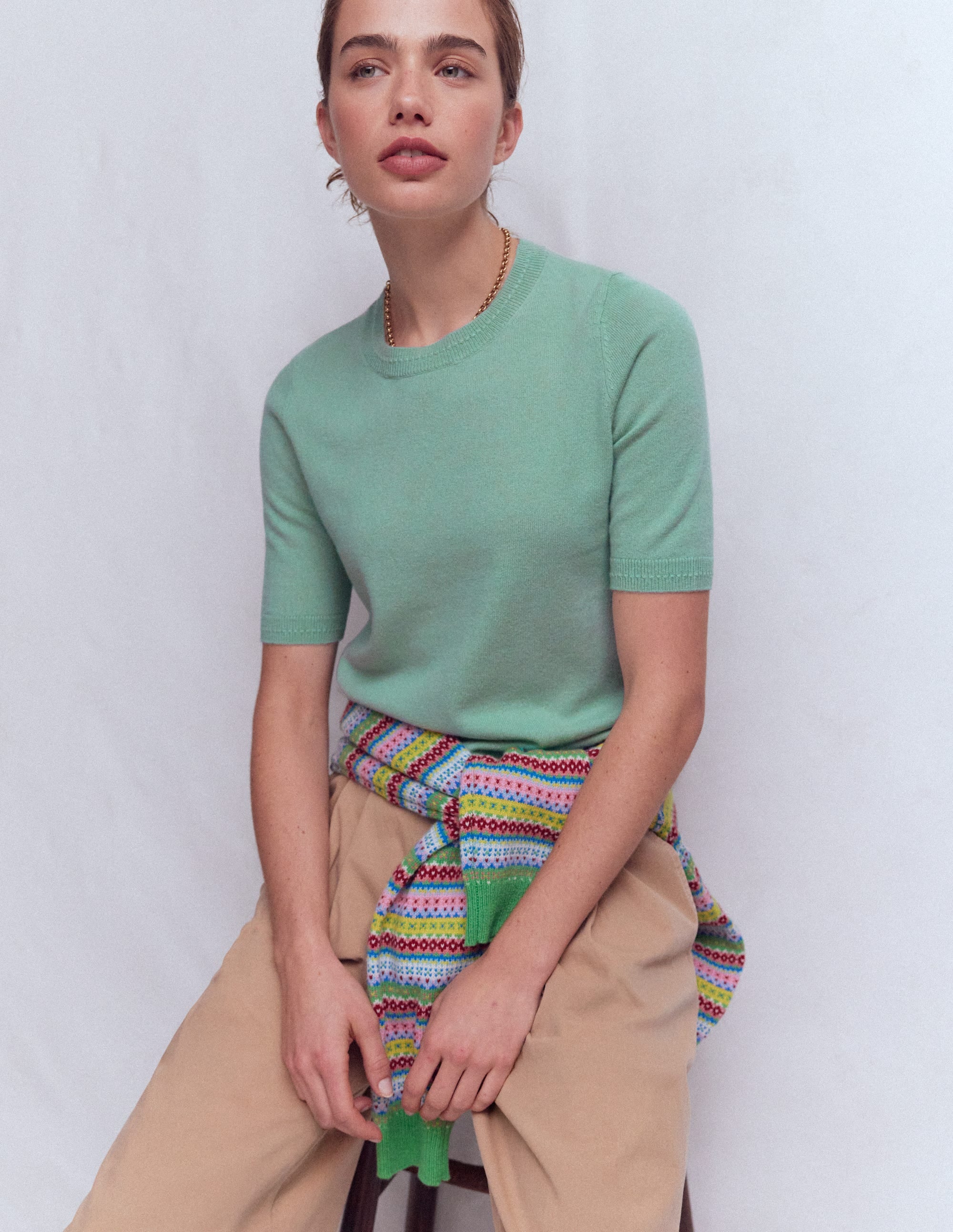 Eva Kaschmir-T-Shirt-Seladonblau - Image 1