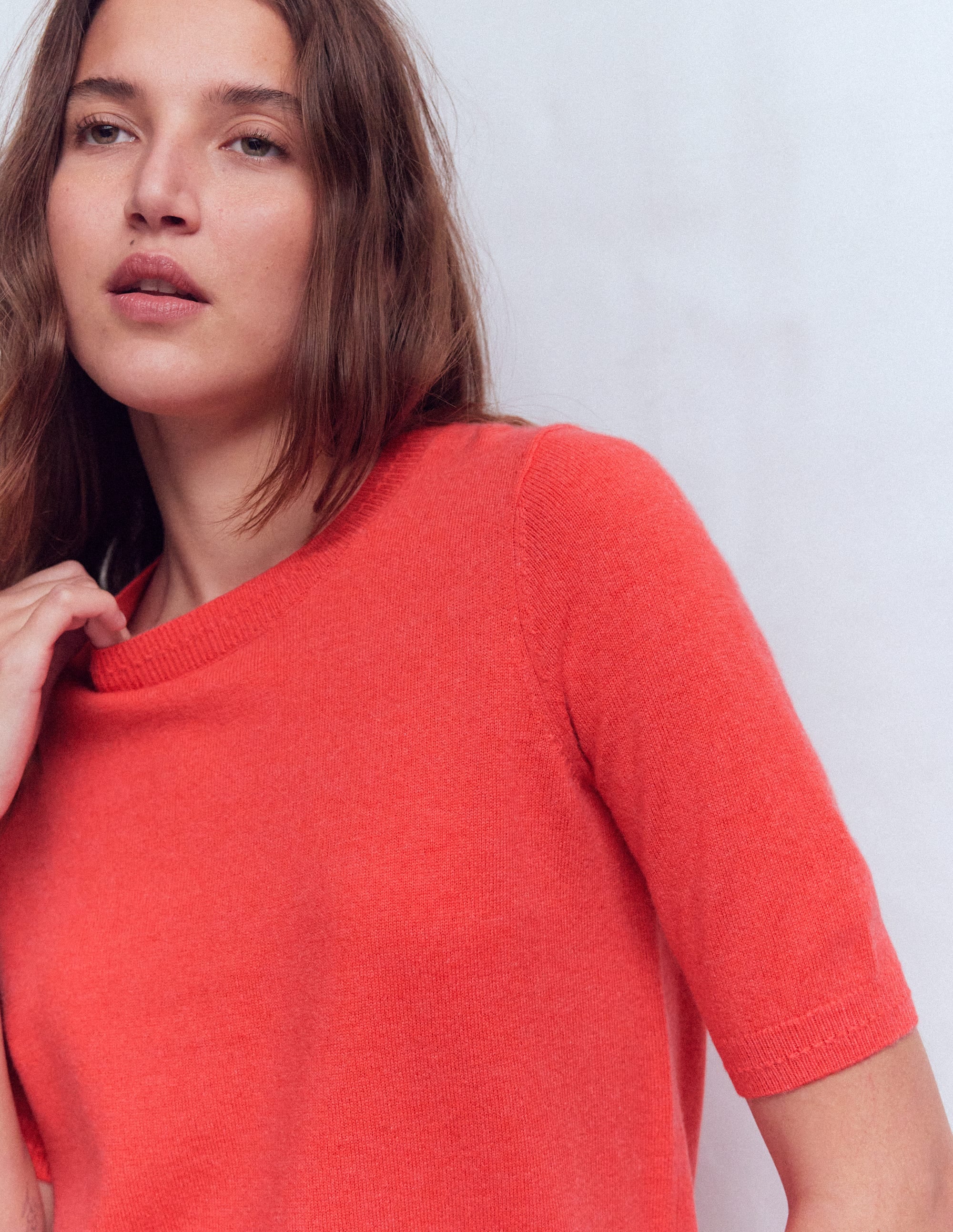 Eva Kaschmir-T-Shirt-Feuerorange Meliert - Image 2