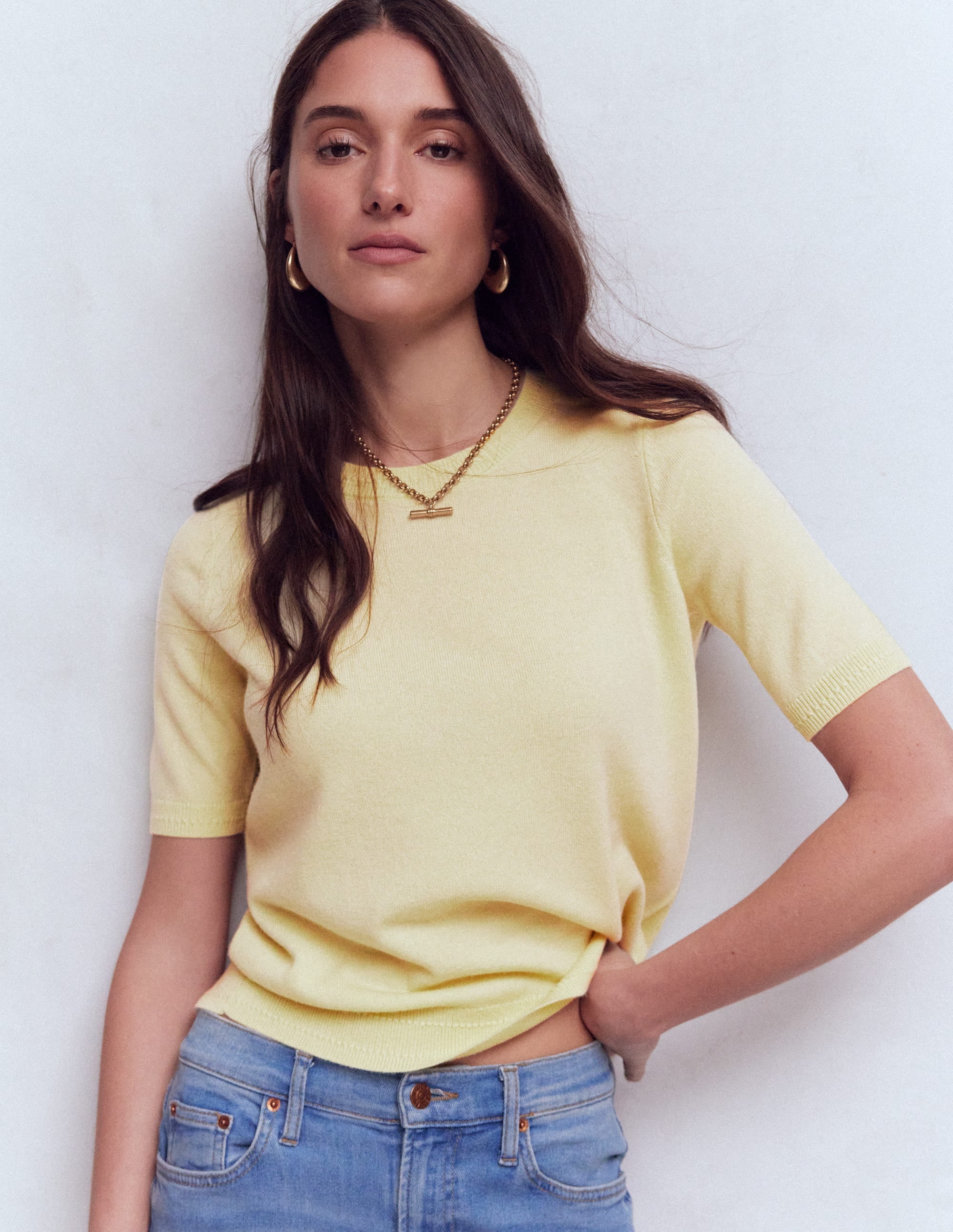 Eva Kaschmir-T-Shirt-Sandsteingelb - Image 1