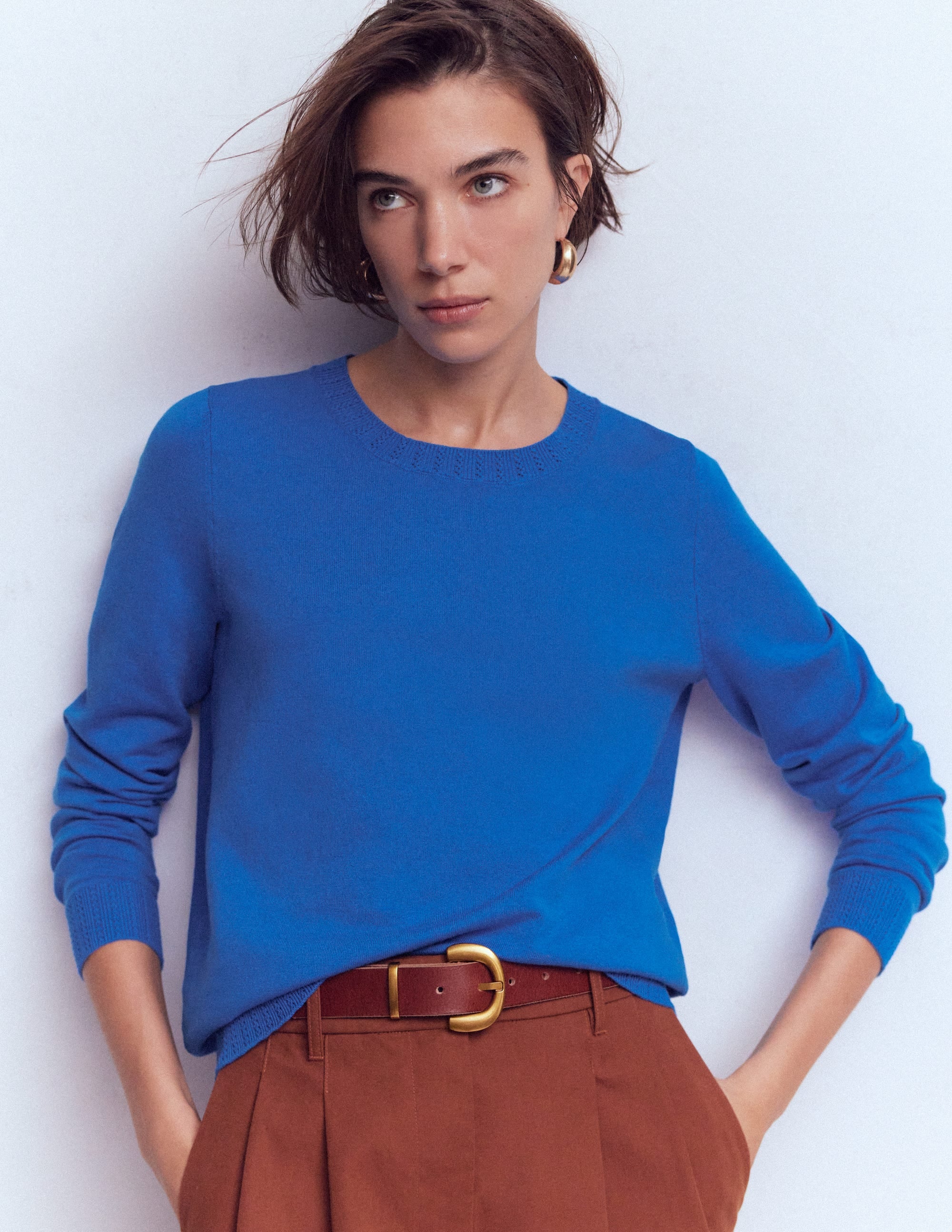 Emilia Cotton Crew Jumper-Kingfisher Blue - Image 1