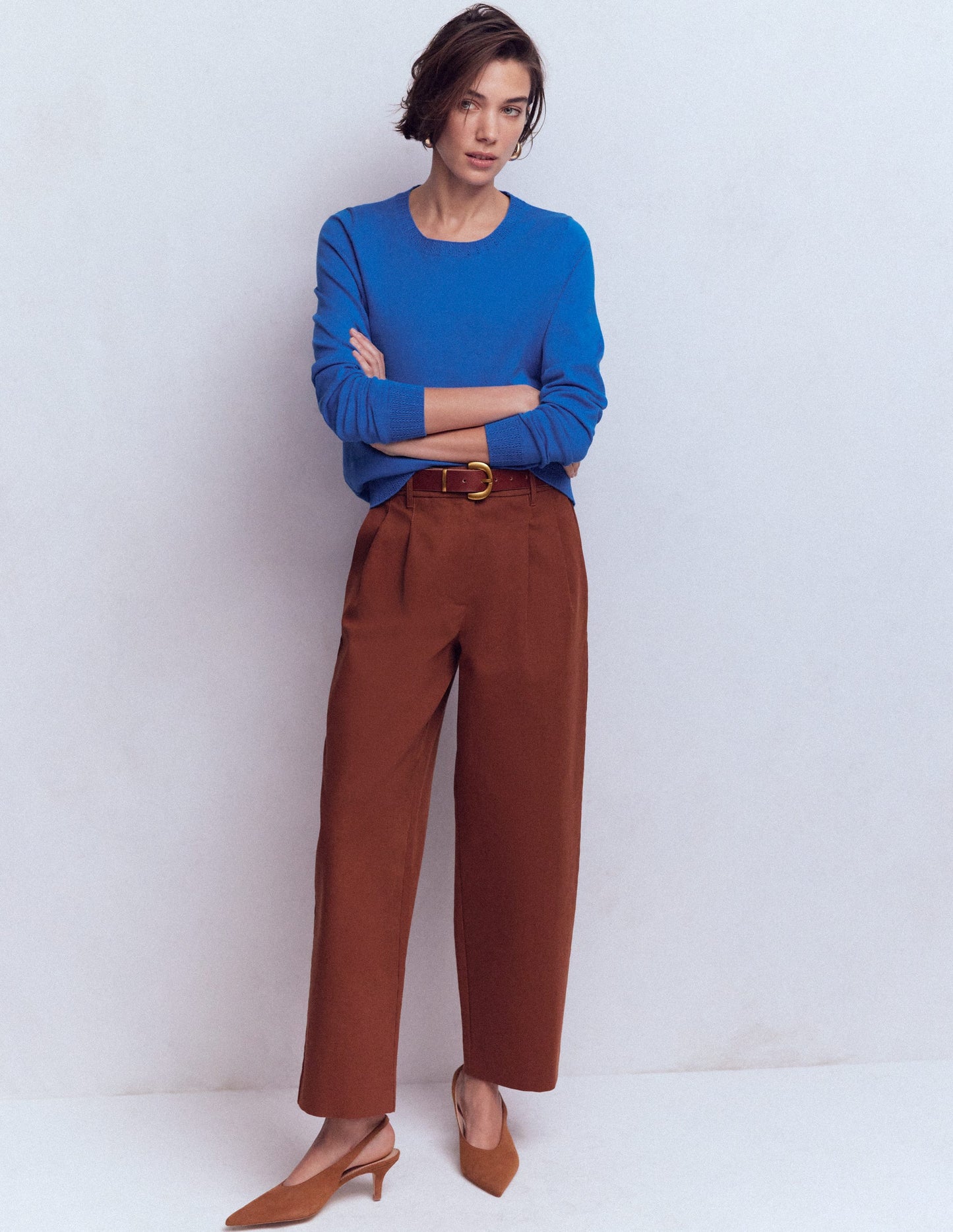 Pull col rond Emilia en coton-Bleu Martin-pêcheur