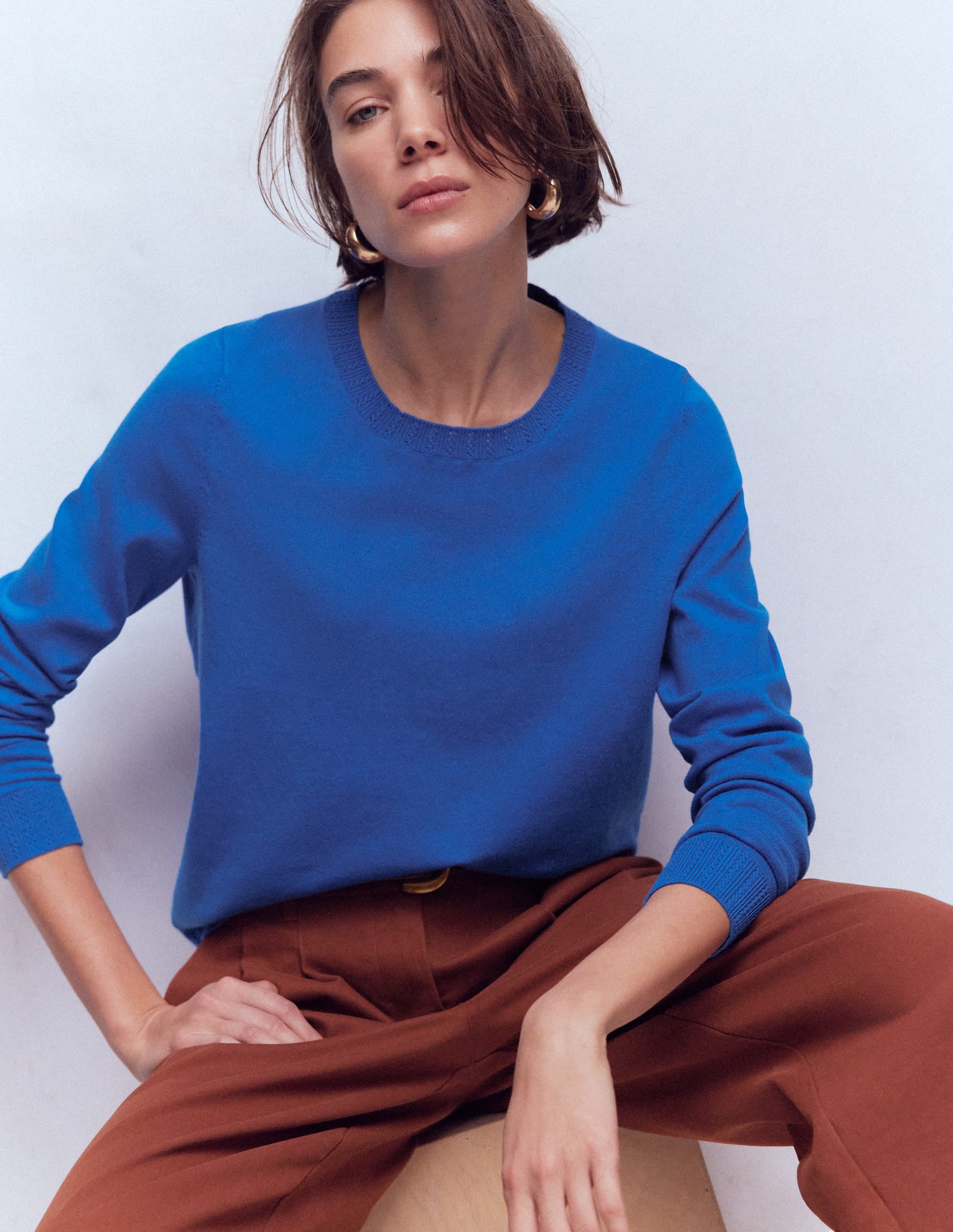 Emilia Cotton Crew Jumper-Kingfisher Blue - Image 5