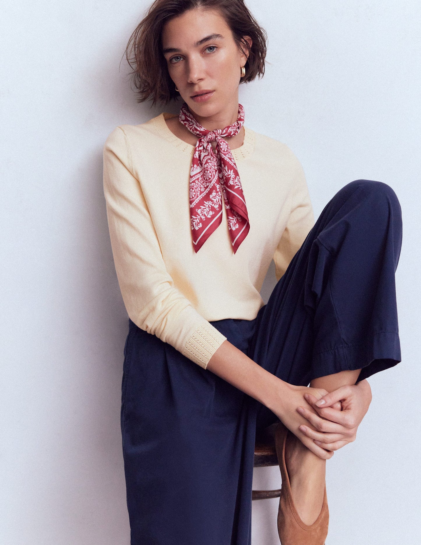 Emilia Cotton Crew Jumper-Warm Ivory