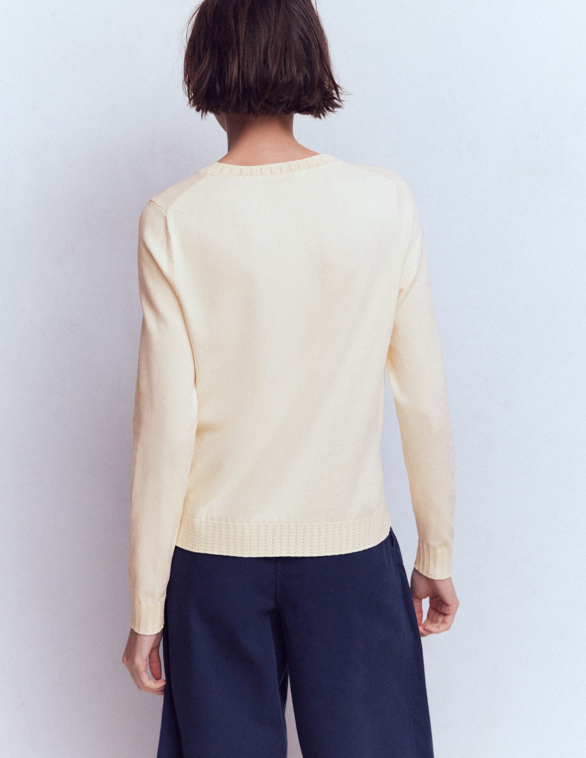 Emilia Baumwollpullover mit Rundhalsausschnitt-Warmes Naturweiß - Image 3