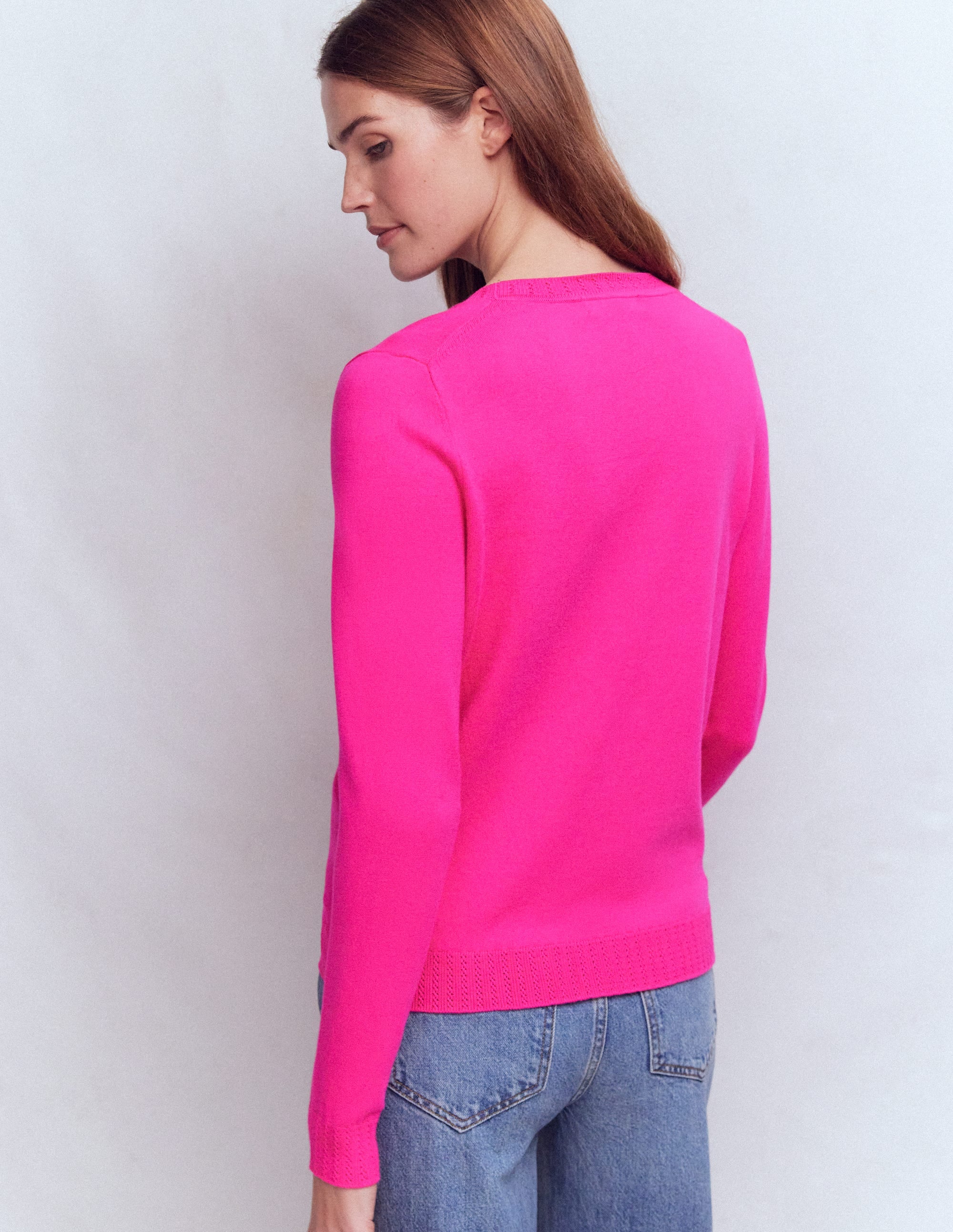Emilia Baumwollpullover mit Rundhalsausschnitt-Rosarot - Image 3