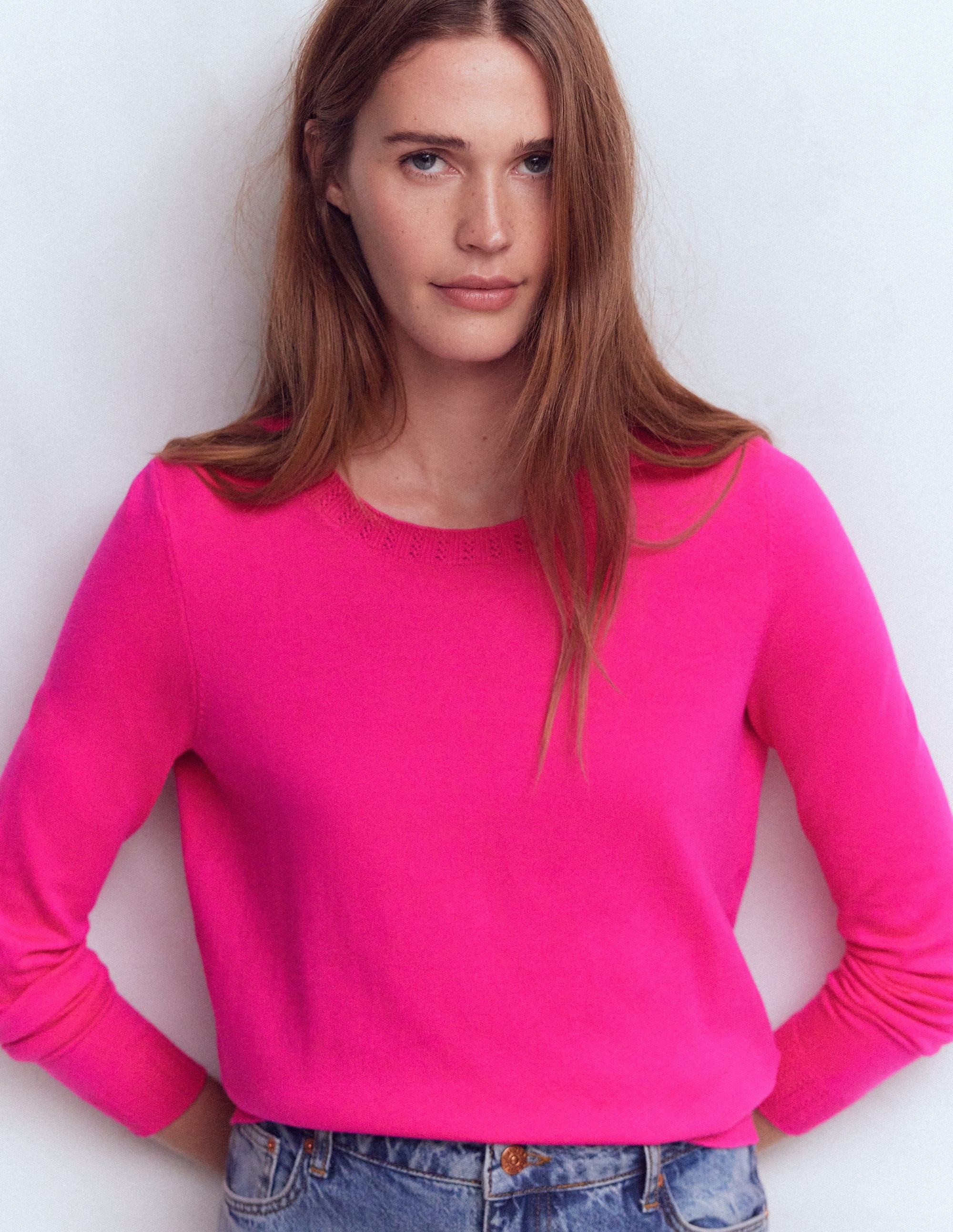 Emilia Baumwollpullover mit Rundhalsausschnitt-Rosarot - Image 4