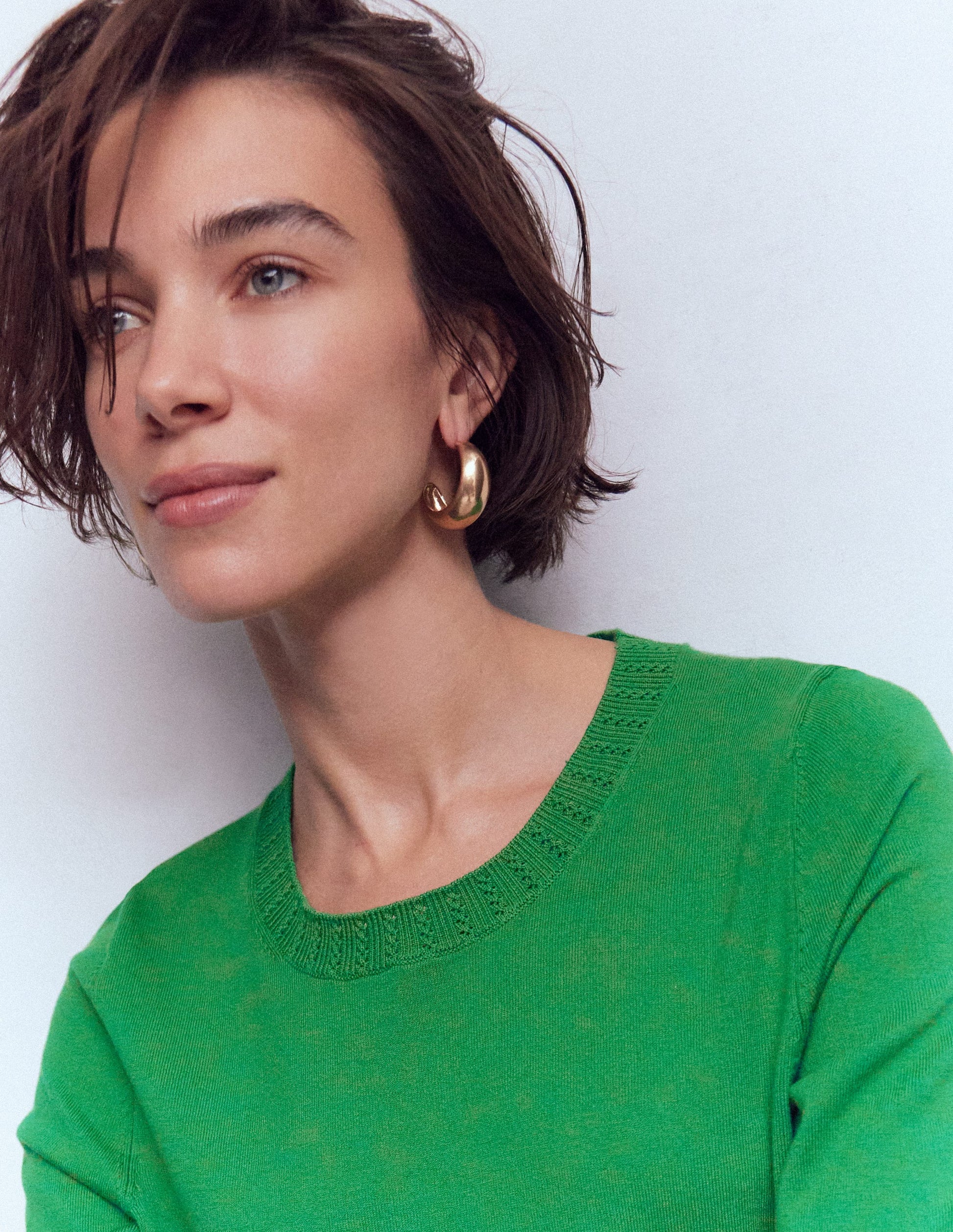 Emilia Baumwollpullover mit Rundhalsausschnitt-Grünes Tamburin-2