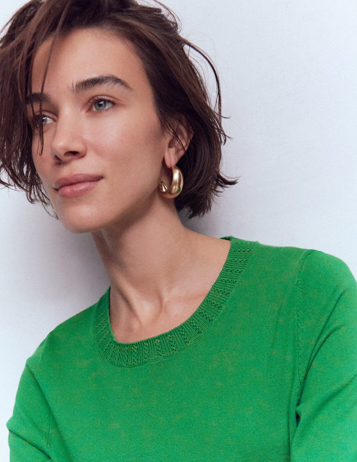 Emilia Baumwollpullover mit Rundhalsausschnitt-Grünes Tamburin - Image 2