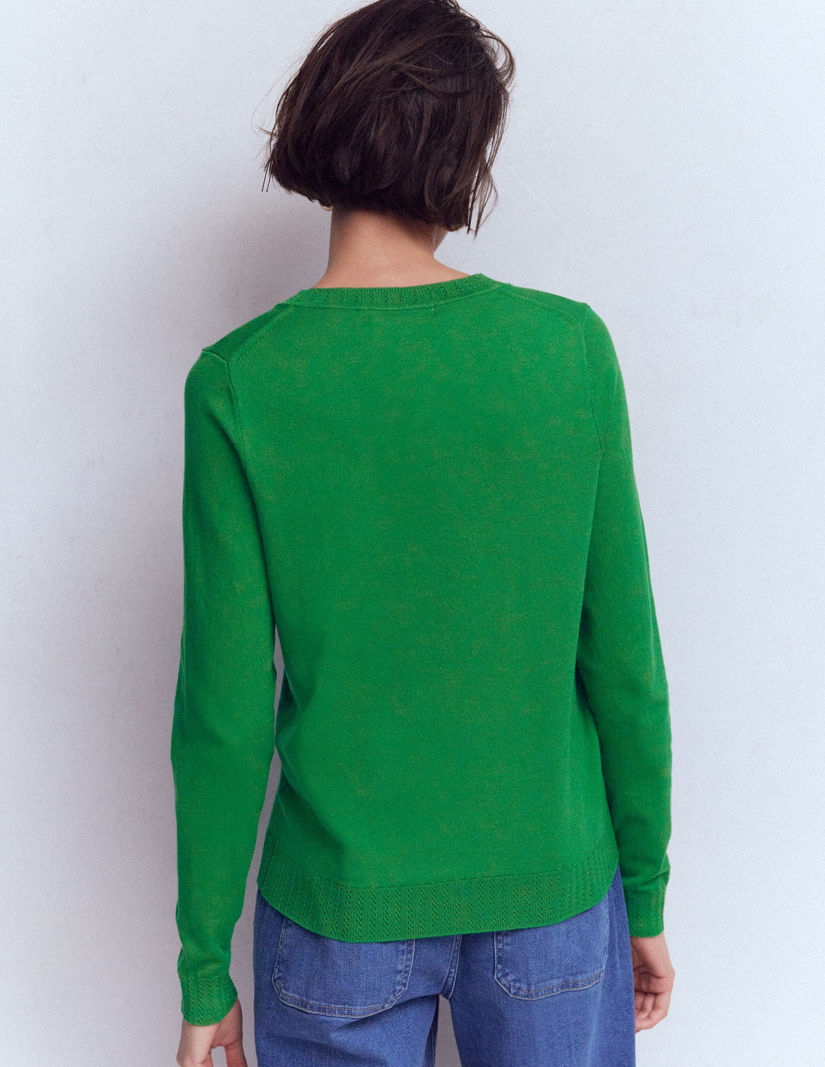 Emilia Baumwollpullover mit Rundhalsausschnitt-Grünes Tamburin - Image 3