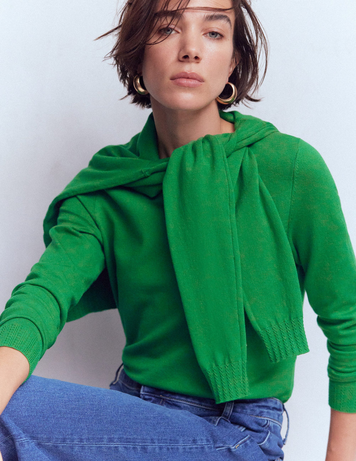 Emilia Baumwollpullover mit Rundhalsausschnitt-Grünes Tamburin - Image 4