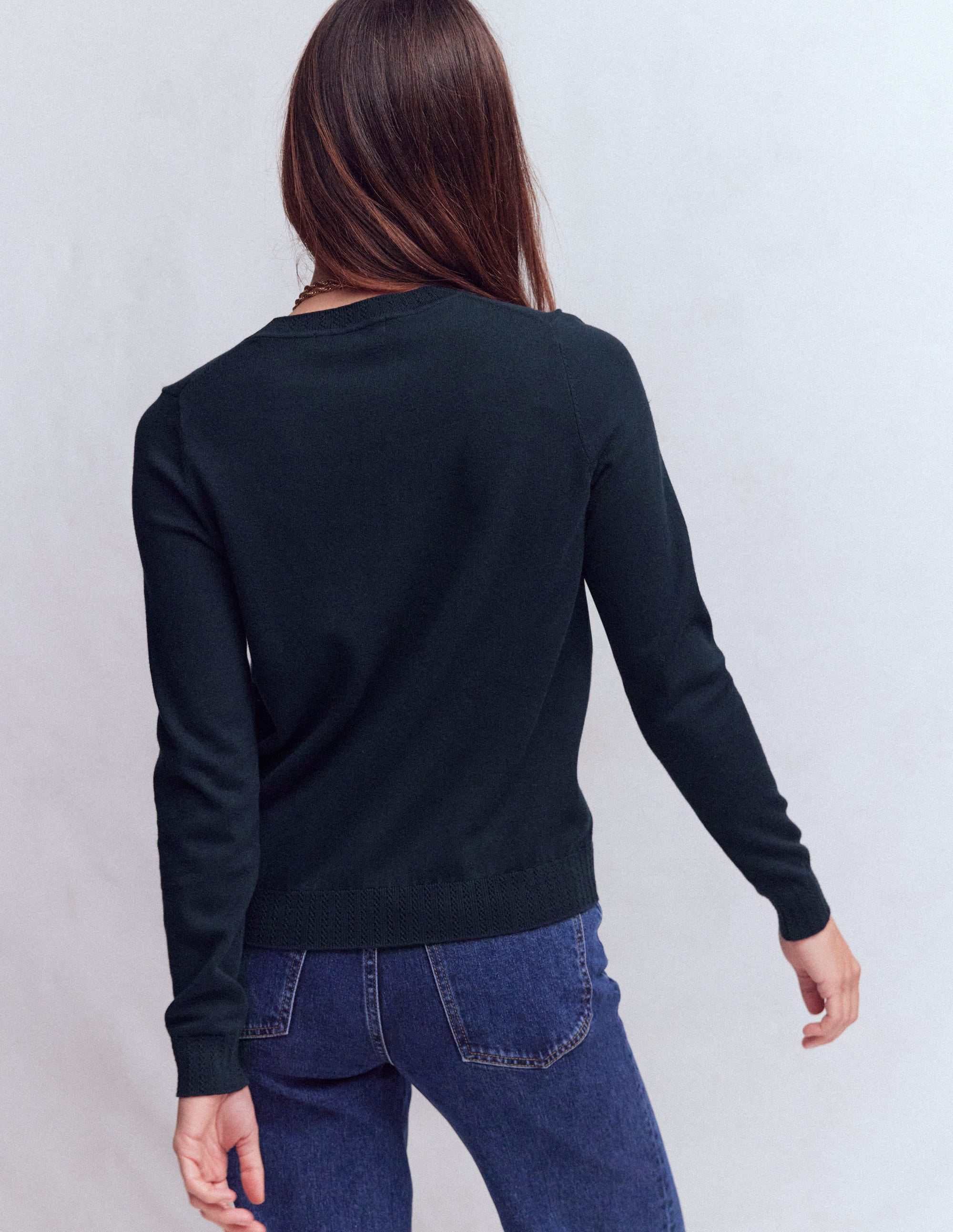 Emilia Cotton Crew Jumper-Navy - Image 3