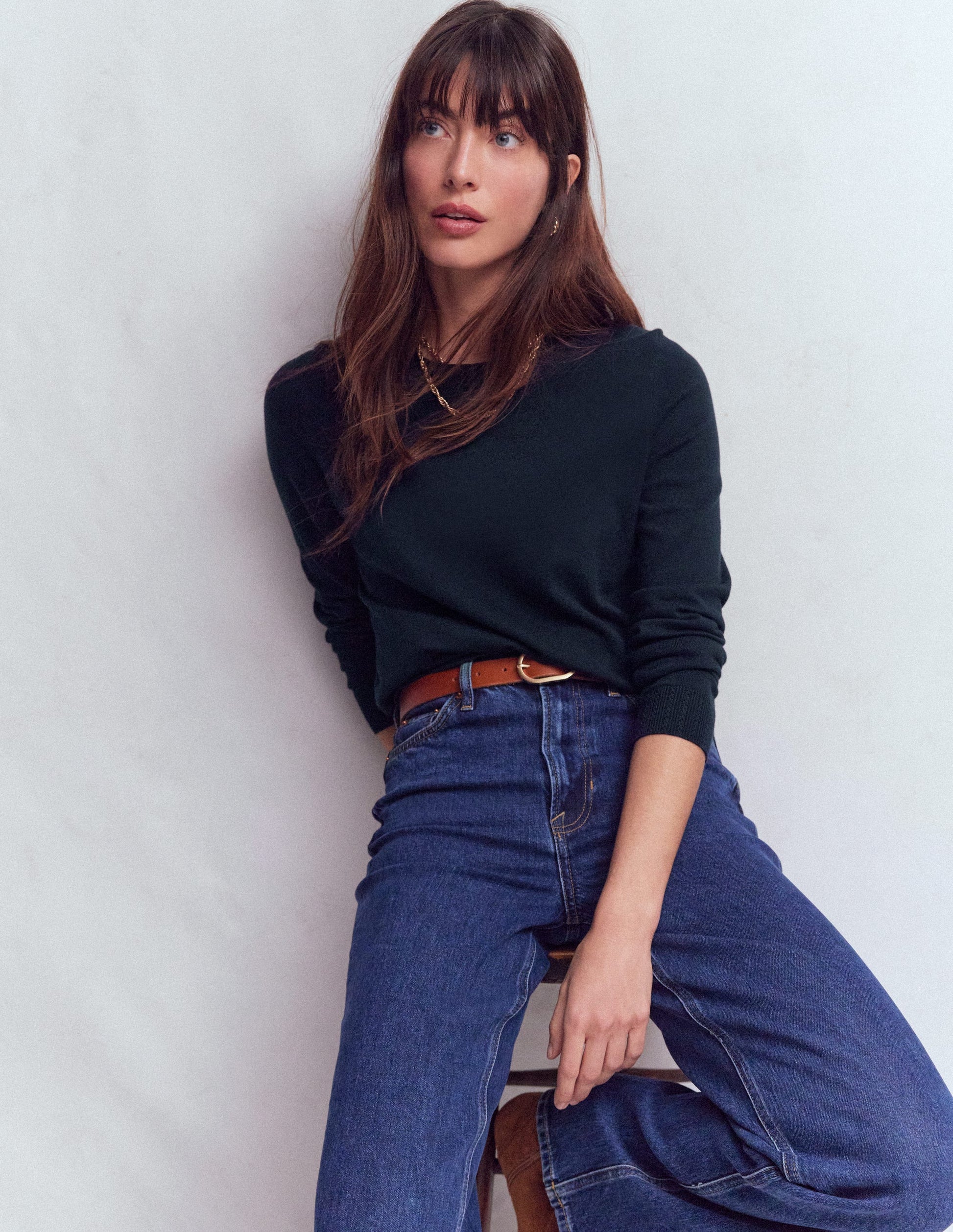 Pull col rond Emilia en coton-Bleu Marine-4