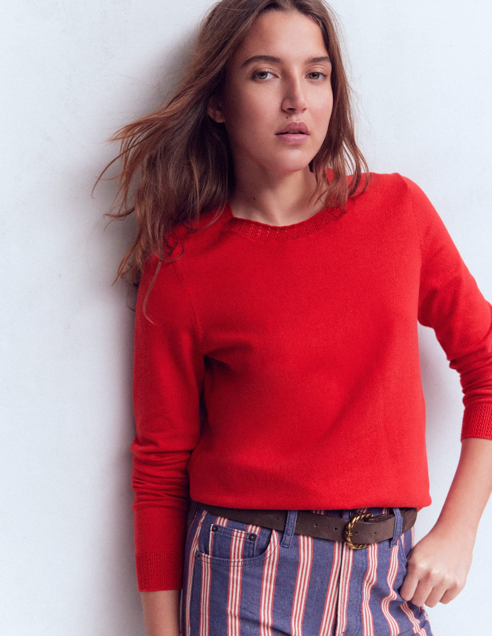 Emilia Baumwollpullover mit Rundhalsausschnitt-Merida-Rot - Image 4