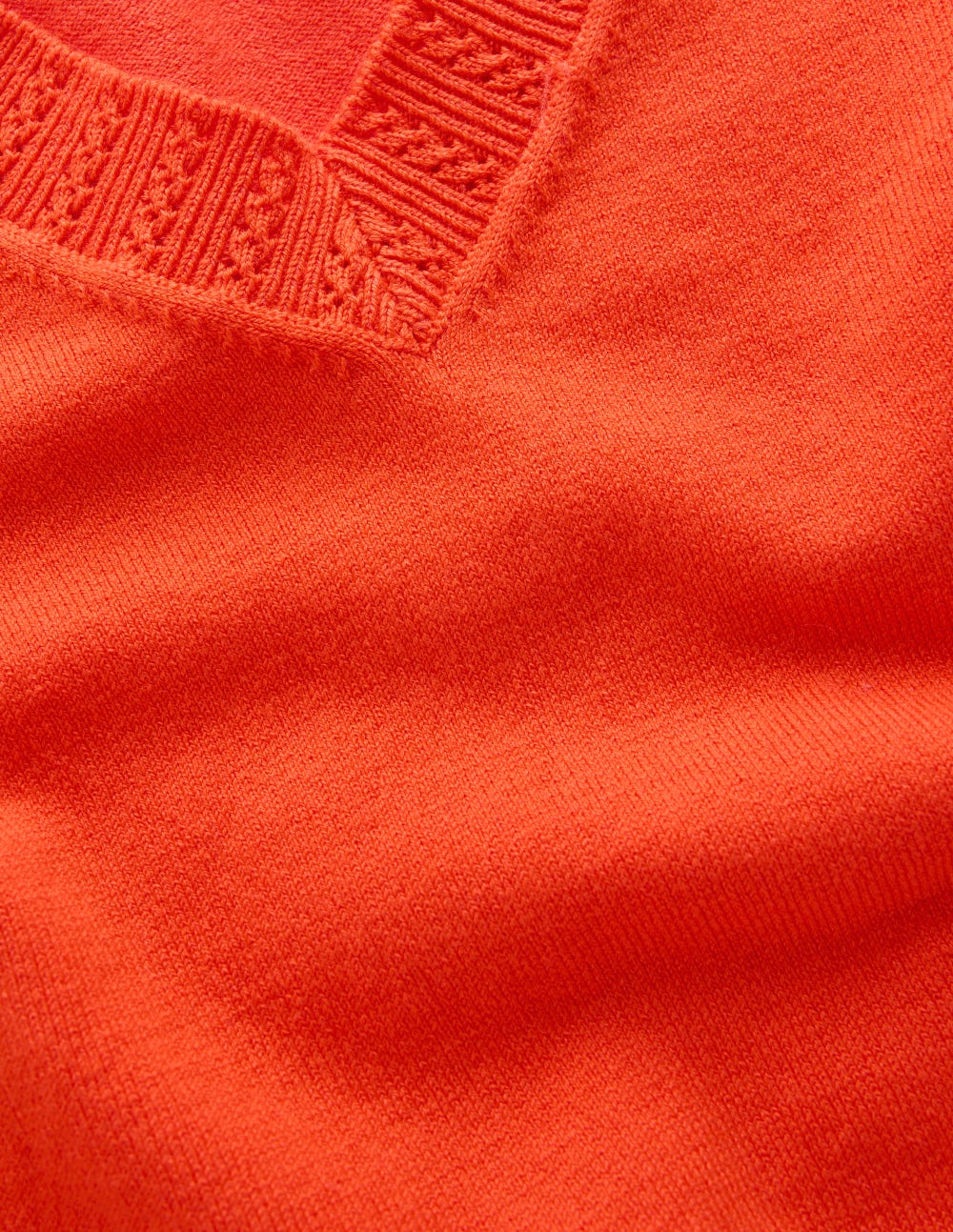Pull Emilia à col V en coton-Orange coucher de soleil