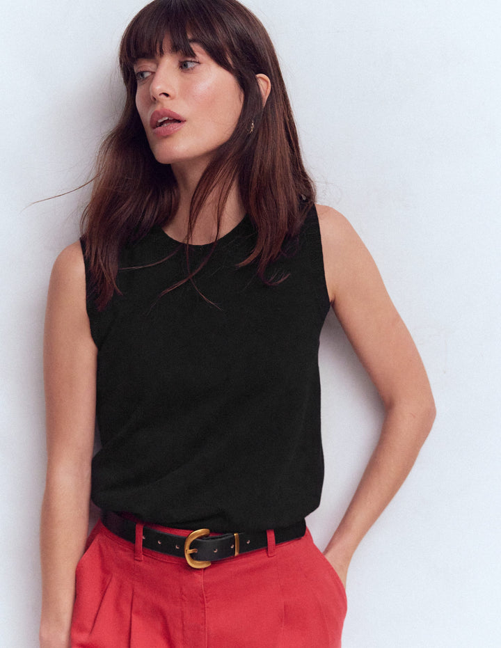 Emilia Pullunder aus Baumwolle mit Rundhalsausschnitt-Schwarz