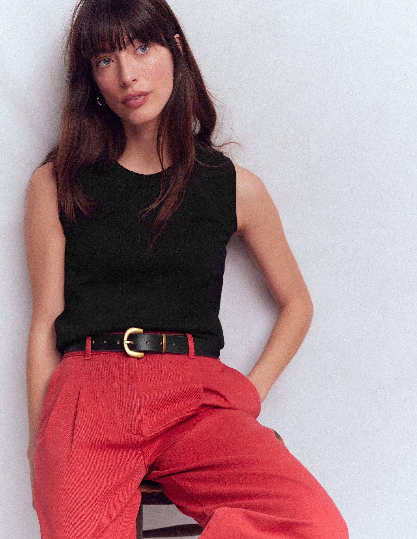 Débardeur à col rond Emilia en coton-Noir