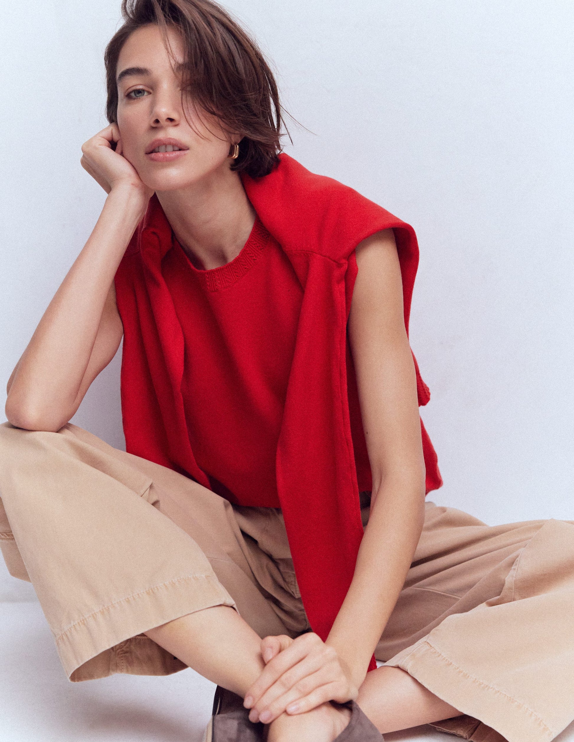 Emilia Pullunder aus Baumwolle mit Rundhalsausschnitt-Salsa-Rot-1