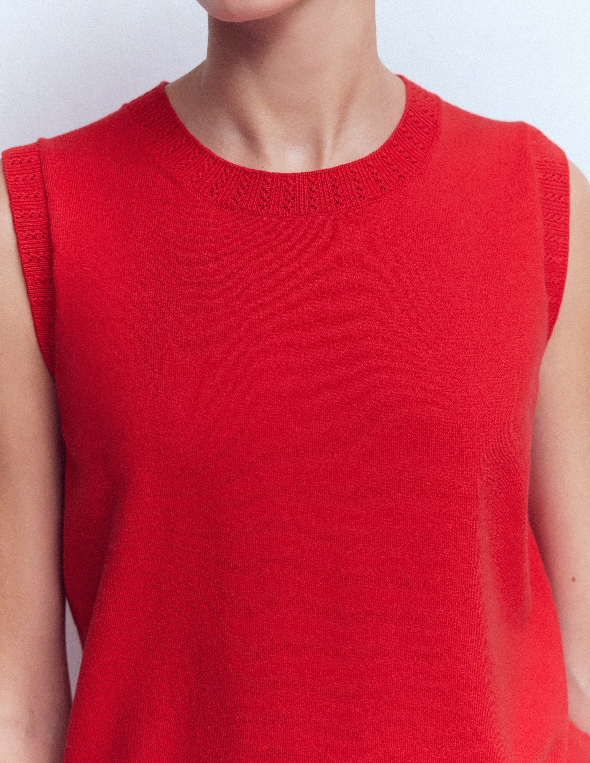 Emilia Cotton Crew Neck Tank-Merida Red - Image 2