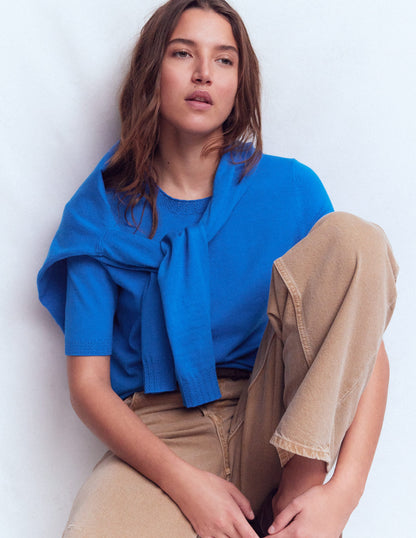 Emilia Baumwoll-T-Shirt mit Rundhalsausschnitt-Blau-1