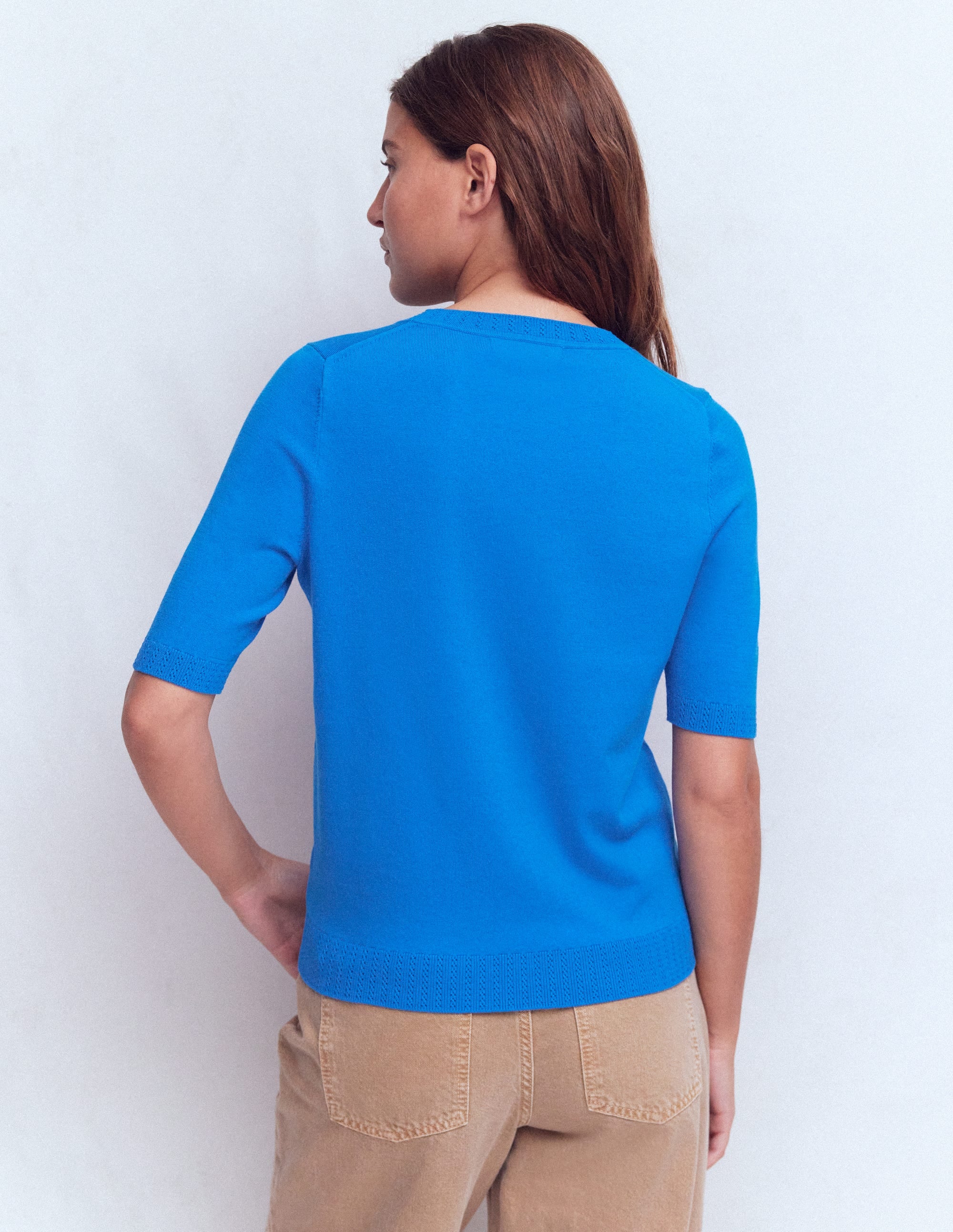 T-shirt col rond Emilia en coton-Bleu Martin-pêcheur - Image 3