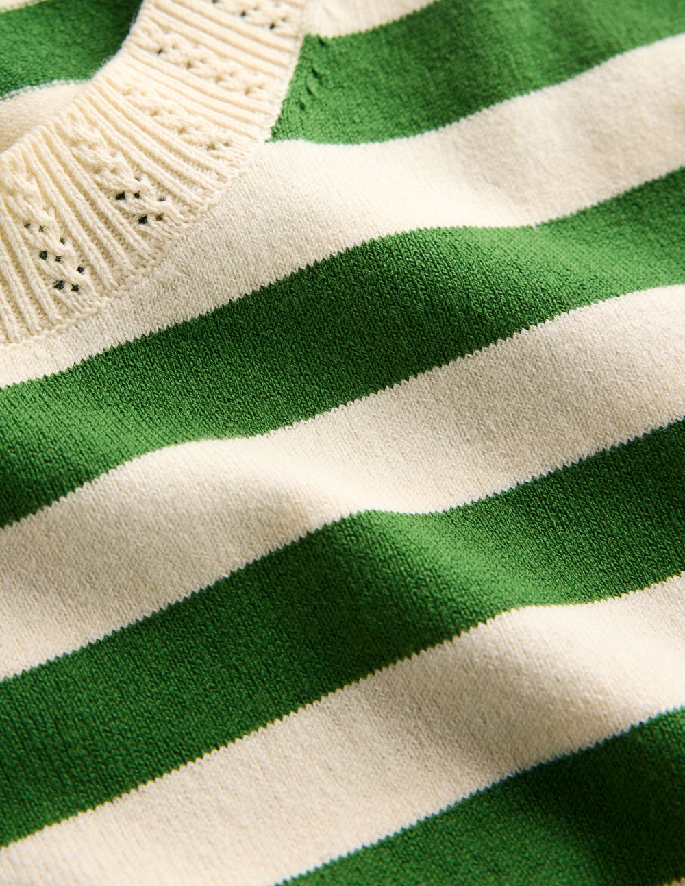 T-shirt col rond Emilia en coton-Rayé vert promenade/ivoire - Image 7