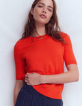 Emilia Baumwoll-T-Shirt mit Rundhalsausschnitt-Abendrot-Orange