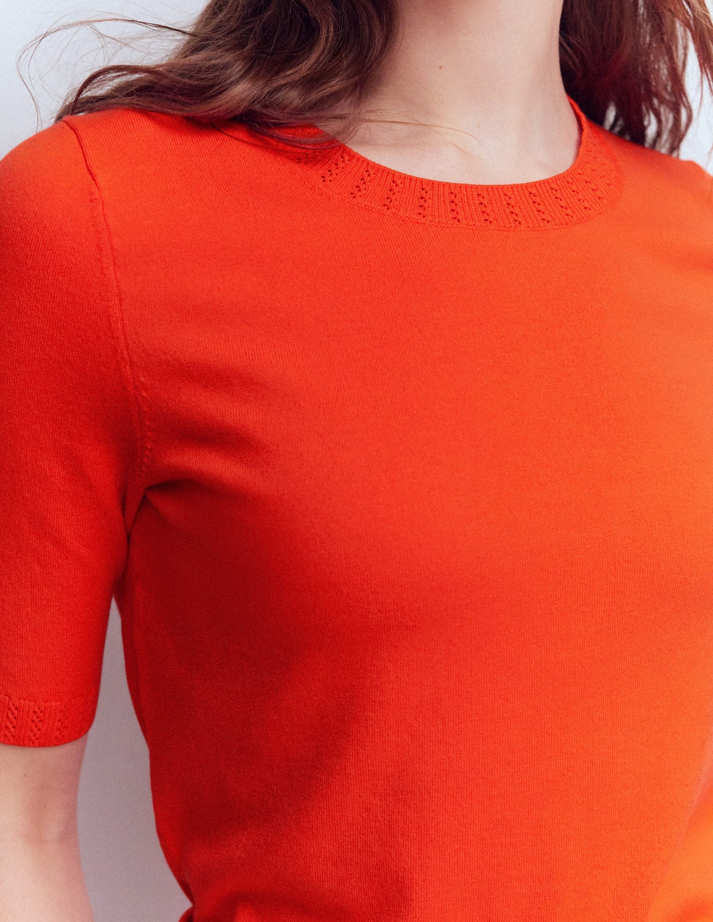 Emilia Baumwoll-T-Shirt mit Rundhalsausschnitt-Abendrot-Orange