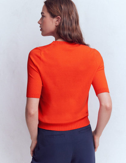 Emilia Baumwoll-T-Shirt mit Rundhalsausschnitt-Abendrot-Orange-3